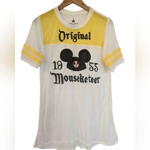 Disney Parks Original Mouseketeer Retro Vtg White/Yellow Short Sleeve Tee Medium